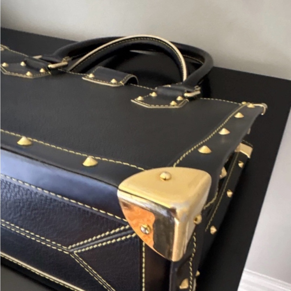 Louis Vuitton Black Leather Satchel with Gold Hardware - Picture 6 of 15